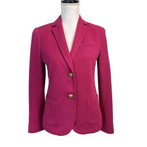 Talbots Blazer Jacket Women's Size 2 Hot Pink Woven Knit Stretch Pockets Career